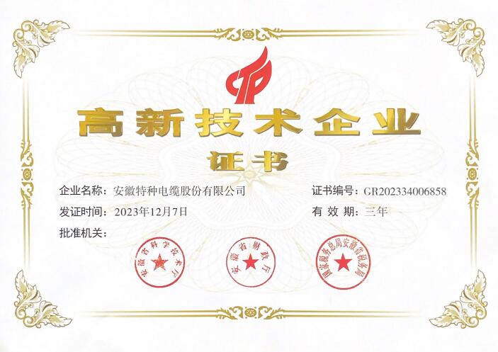 高新技術企業(yè)證書